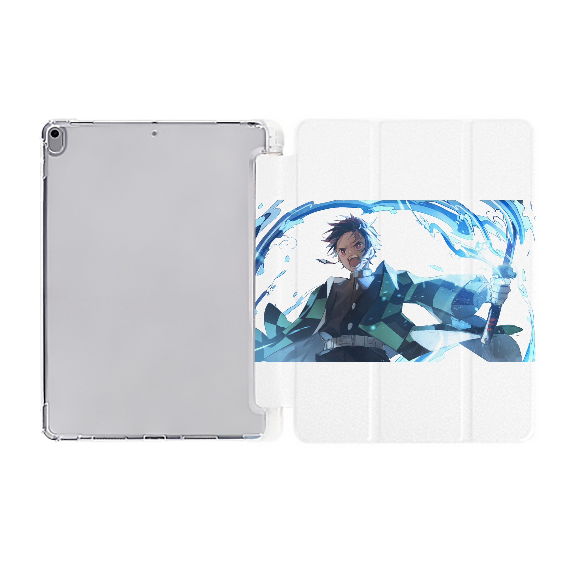 （画像用） 鬼滅の刃 竈門 炭治郎／かまど たんじろう Kamado Tanjirou IPad ケース ペン収納付き 三つ折りスタンド PUレザー×シリコン 対応機種9.5/10.5/10.9インチ